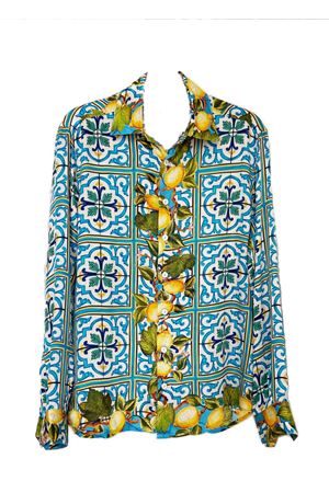 Lemons and majolica pure silk shirt La Dolce vista | SILKSHIRTLEMONSANDMAJOLICA